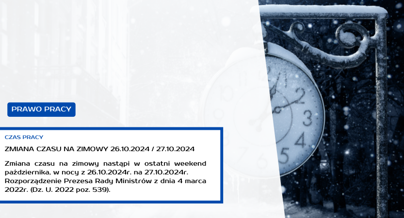 ZMIANA CZASU NA ZIMOWY – 27.10.2024